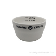 وعاء تحجيم قهوة احترافي من السيراميك بسعة 200 مل مع مقياس